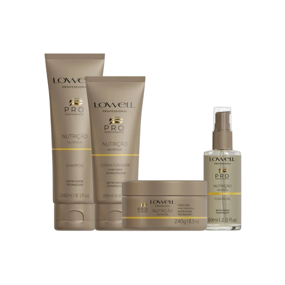 Kit Lowell Pro Nutrição - Shampoo, Condicionador, Máscara e Óleo