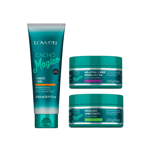 Kit Lowell Cacho Mágico - Shampoo 240ml, Gelatina 240g e Máscara 240g