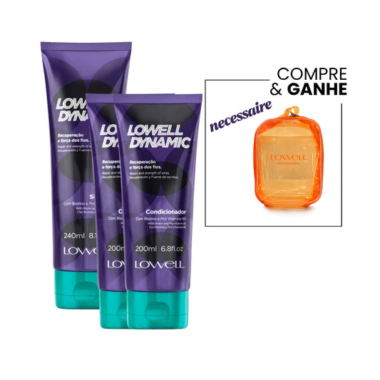 Kit Lowell Dynamic - 1x Shampoo 240ml e 2x Condicionador 200ml