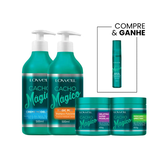 Lowell Cacho Mágico Kit - Shampoo, Cream, Mask, Gelatin and Oil