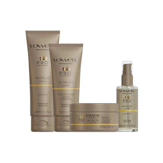 Kit Lowell Pro Nutrição - Shampoo, Condicionador, Máscara e Óleo